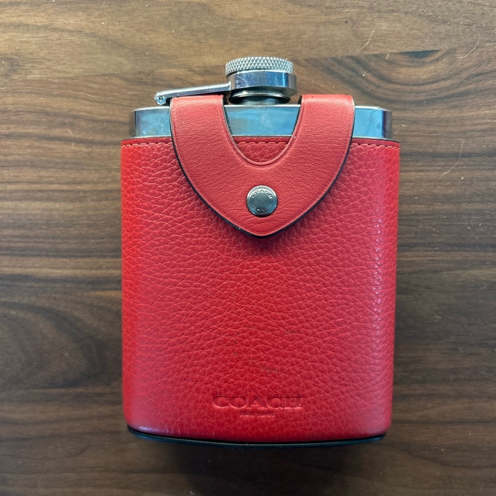 Coach Red Leather Flask